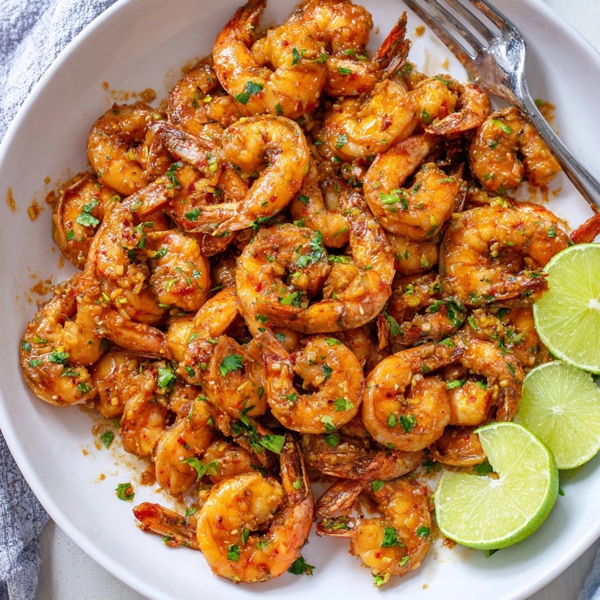 Sizzling Spicy Garlic Lime Shrimp recipe: Plump, pink shrimp glistening in a flavorful chili-lime glaze.