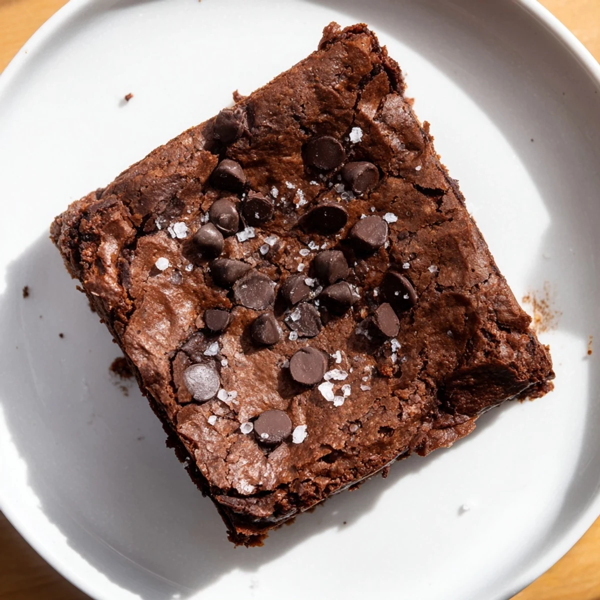 Fudgy sweet potato brownies, freshly baked and topped with dark chocolate chips for a rich dessert.