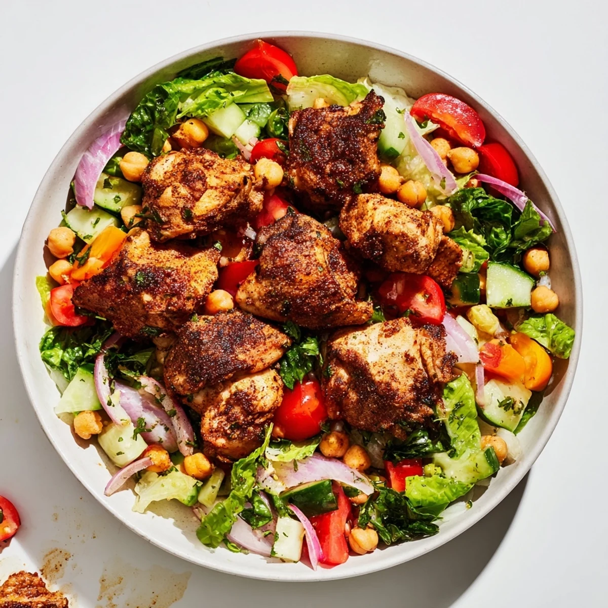 This Chicken Salad with Budget-Friendly Cuts features tender chicken and crisp, vibrant vegetables ready to eat.