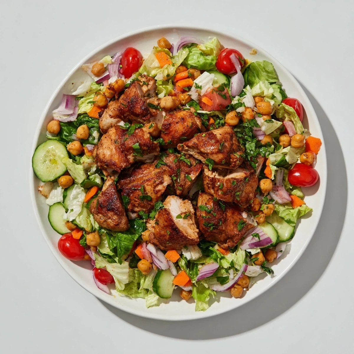 Chicken Salad with Budget-Friendly Cuts and Fresh Veggies, a colorful, hearty meal.