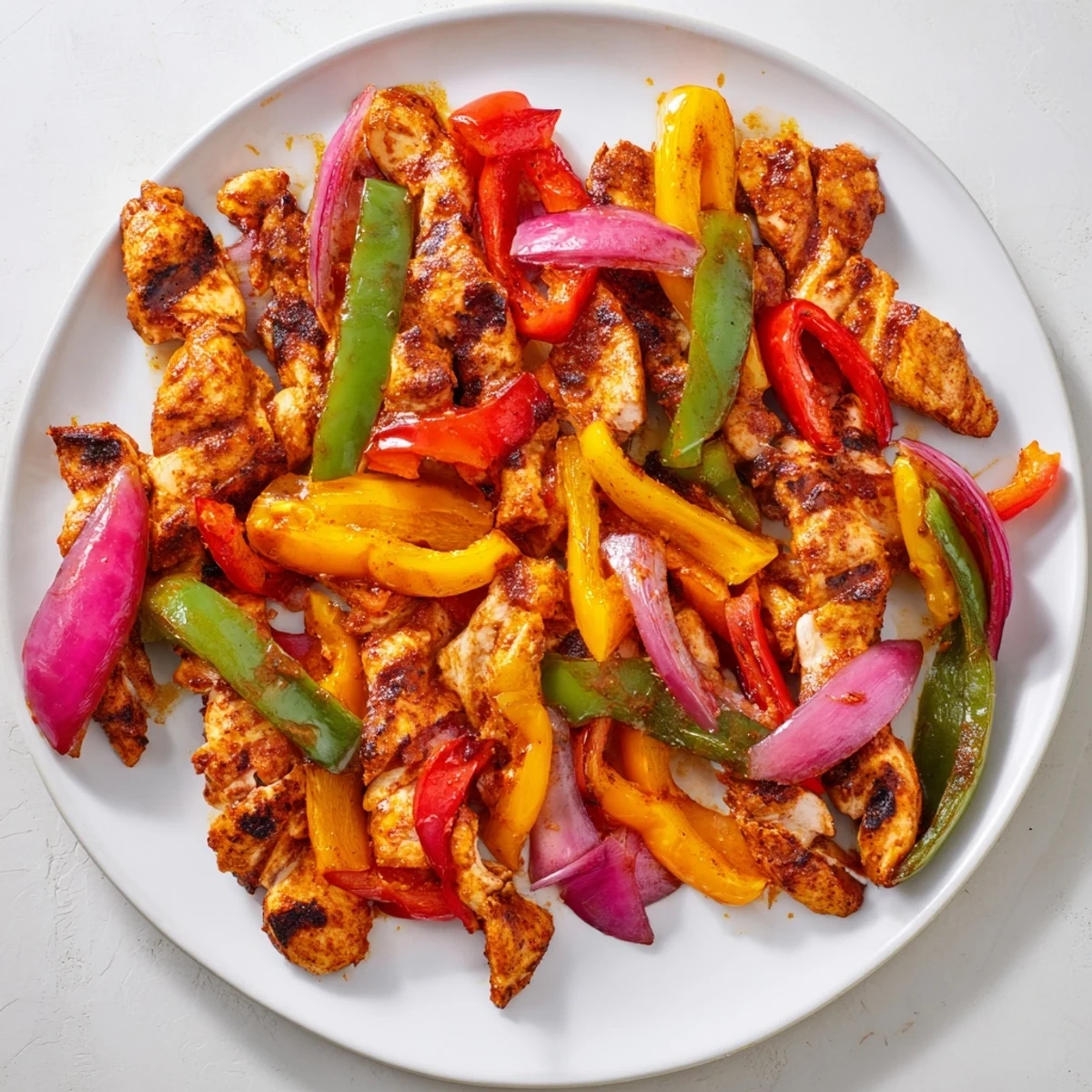 Roasted sheet-pan chicken fajitas sizzling with savory spices, vegetables, and the perfect dinner.