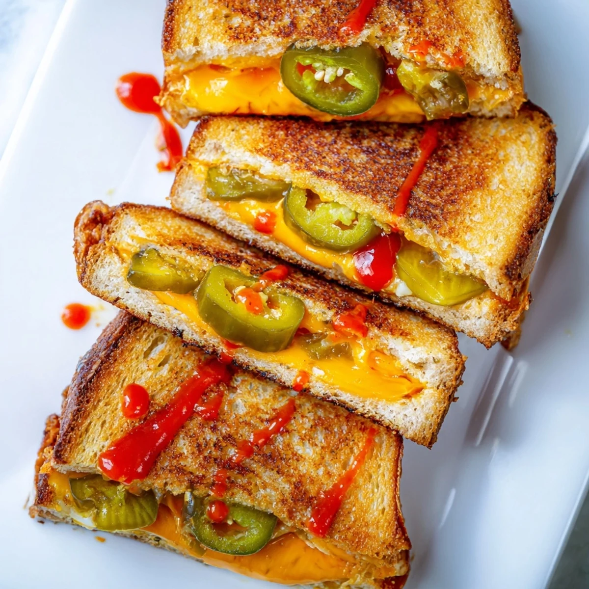 Crispy Spicy Pickle Grilled Cheese Dippers, featuring sharp cheddar and spicy pickles, perfectly arranged for serving.