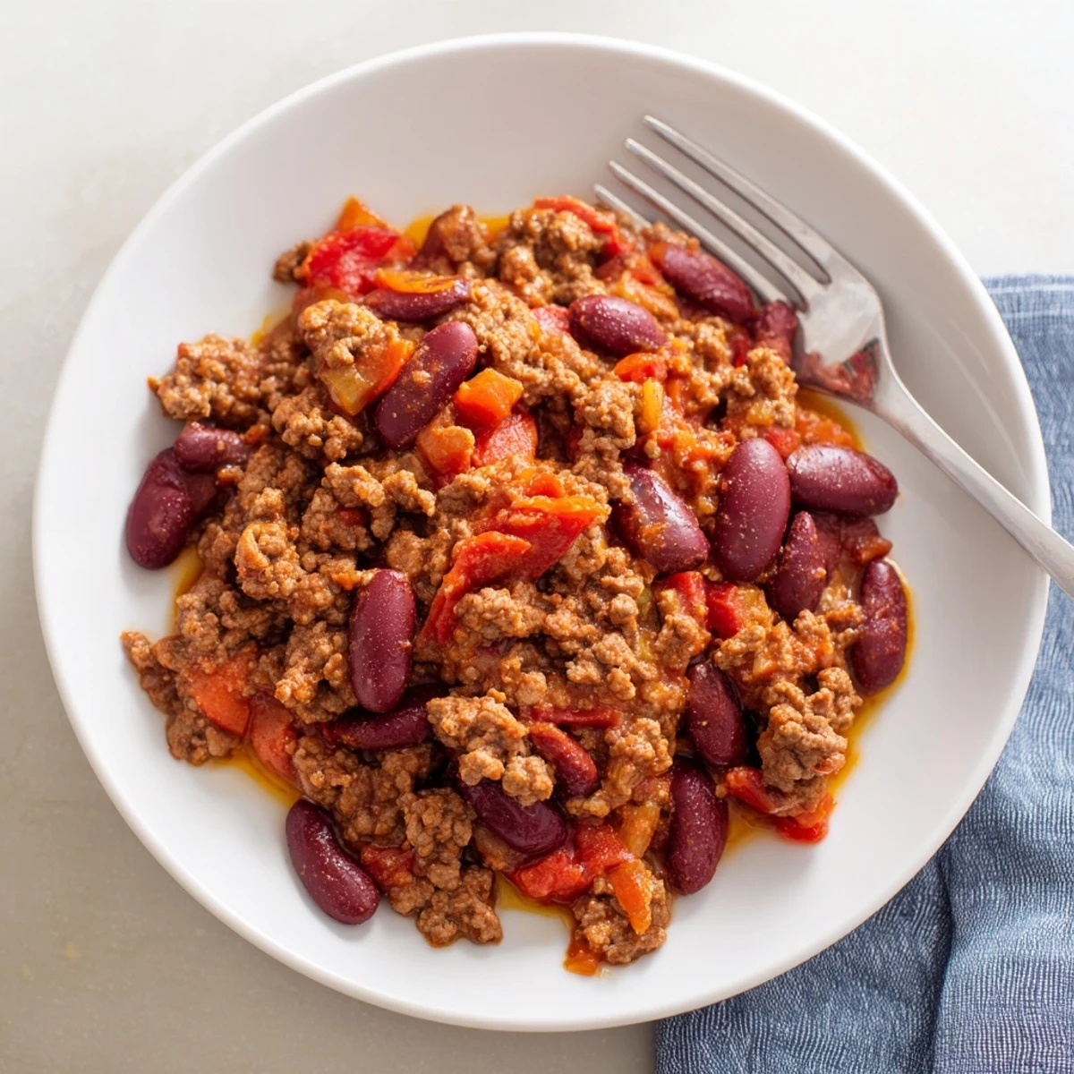 Enjoy a spoonful of rich, flavorful The Secret 4-Ingredient Slow Cooker Chili Dump, a comforting family meal.