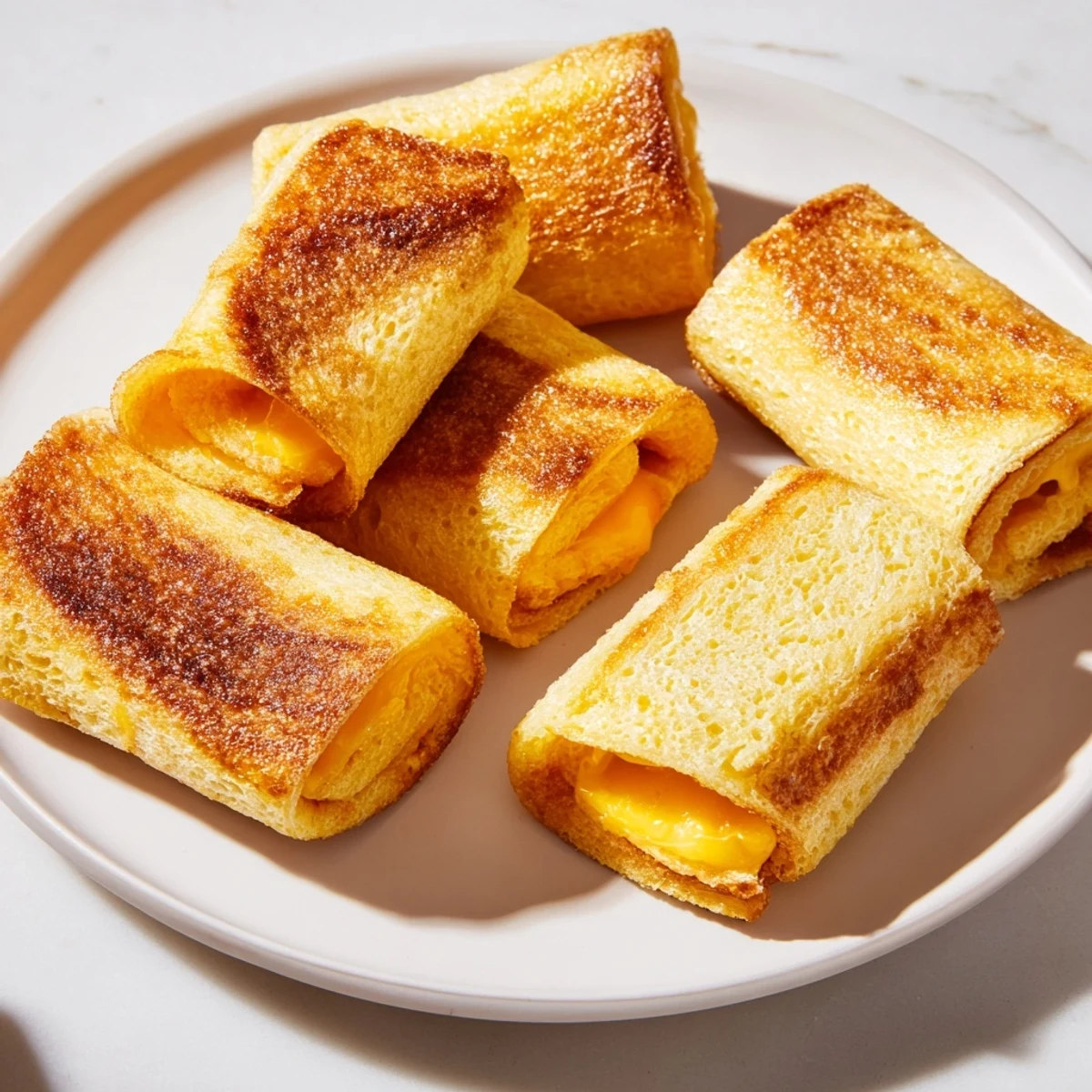 Perfectly browned Easy Christmas Grilled Cheese Rollups, featuring oozing cheese and ready for a cozy snack.
