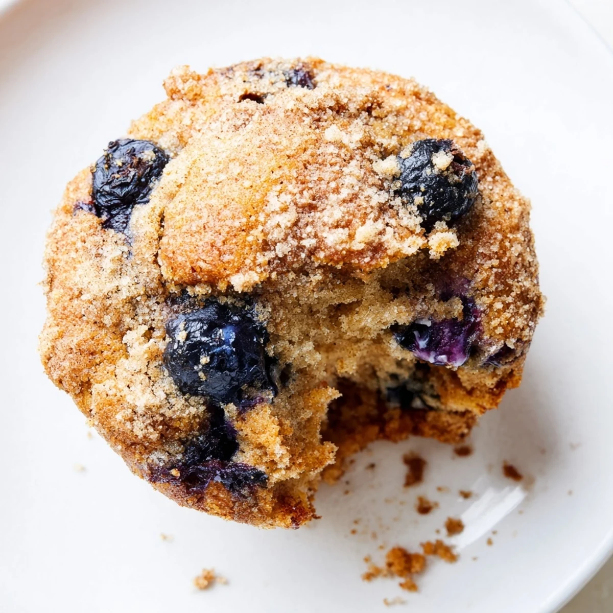 Golden brown Budget Christmas Blueberry Muffins, perfect for a festive breakfast with fresh blueberries and optional topping.