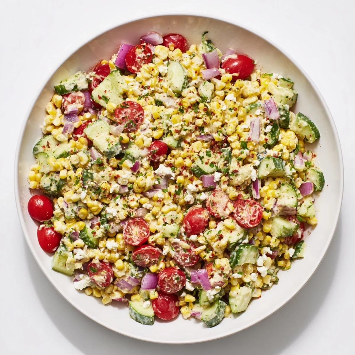 Vibrant Mexican Street Corn Chopped Salad: a colorful mix of charred corn, fresh veggies, and creamy dressing.