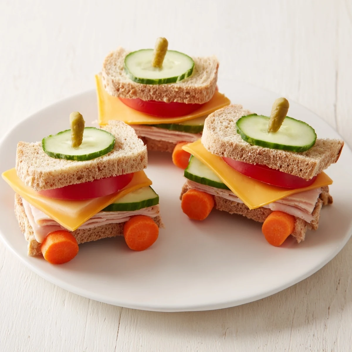 Car-Shaped Lunch is ready for the road! Imagine a vibrant, fun sandwich with wheels, packed with healthy snacks.