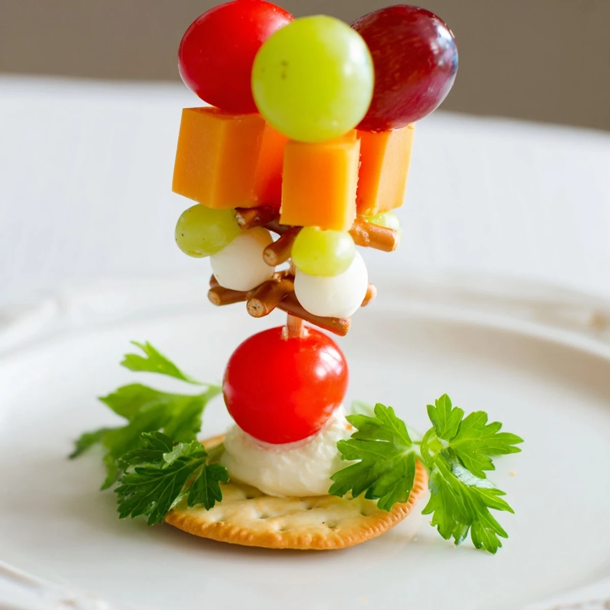 See the playful arrangement of the Up, Up, & Away Hot Air Balloon Snacks with cheese, ready for a picnic.