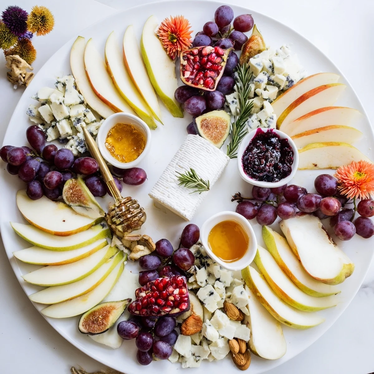 Star of Bethlehem Cheese Platter with vibrant fruits, cheeses and crackers makes a beautiful appetizer.