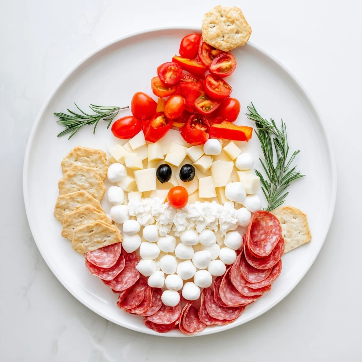 Festive Santa's Beard and Hat Board, a delicious and creative holiday charcuterie board arrangement.