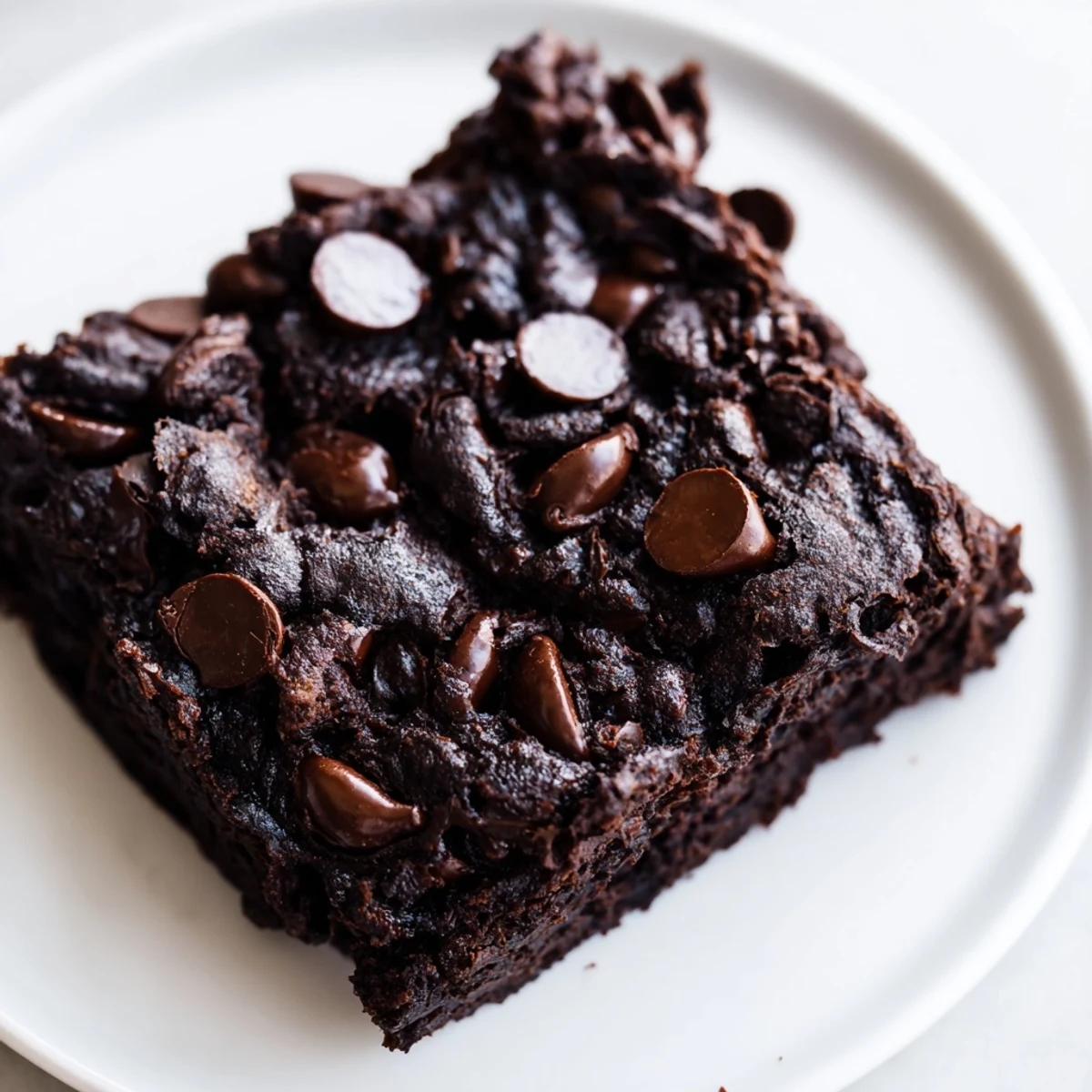 A close-up of deeply delicious black bean brownies, perfect for a gluten-free dessert.