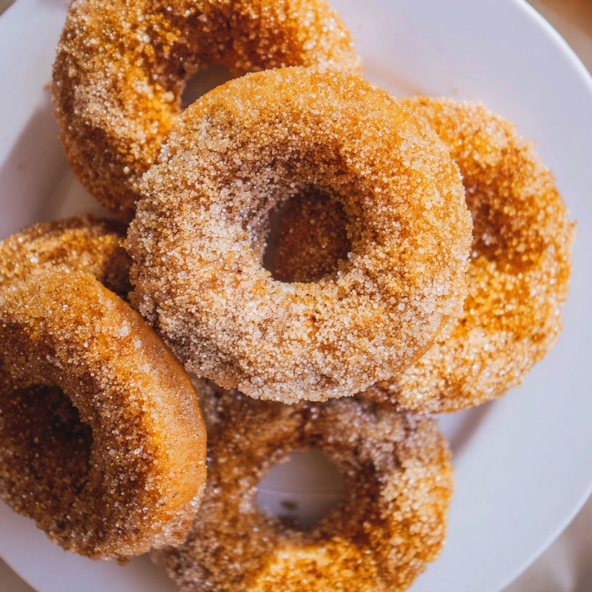Golden brown cinnamon-sugar baked donuts, perfect for a cozy afternoon snack, fresh from the oven.