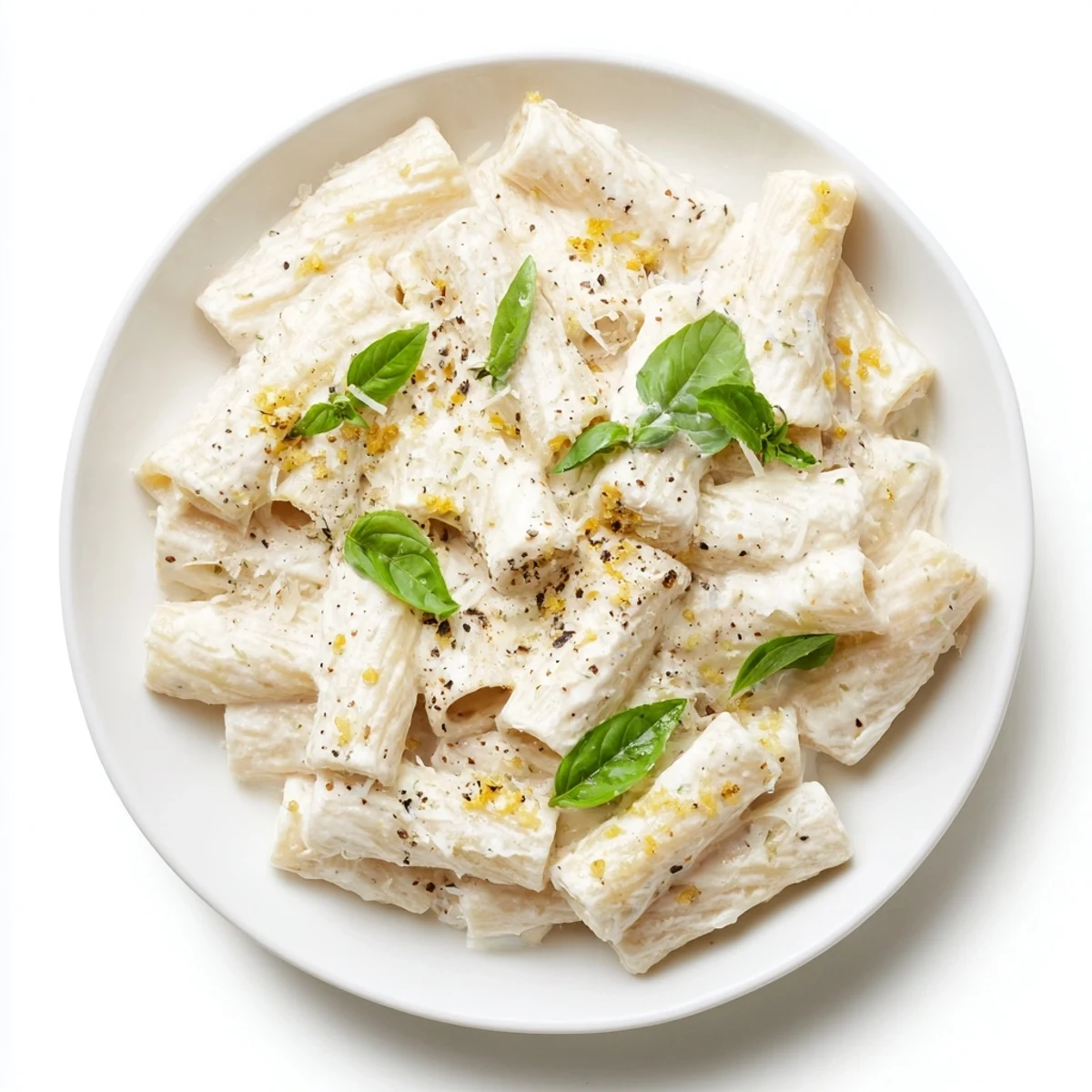 Creamy Cottage Cheese Pasta with fresh basil, a satisfying, cheesy dinner for two.