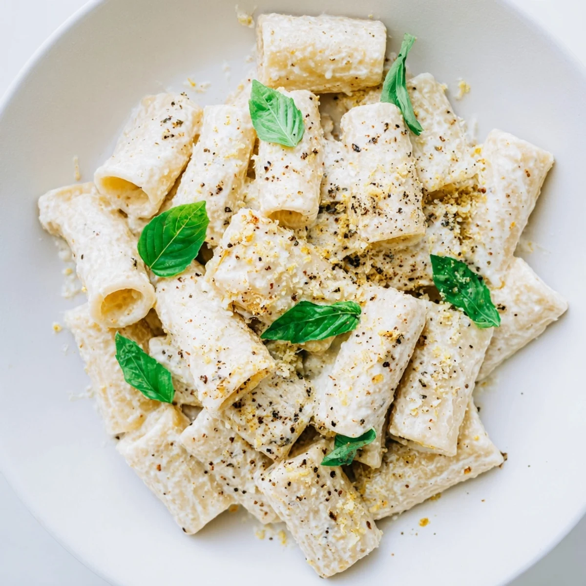 Tender pasta coated in rich, creamy cottage cheese sauce, perfect for a quick dinner.