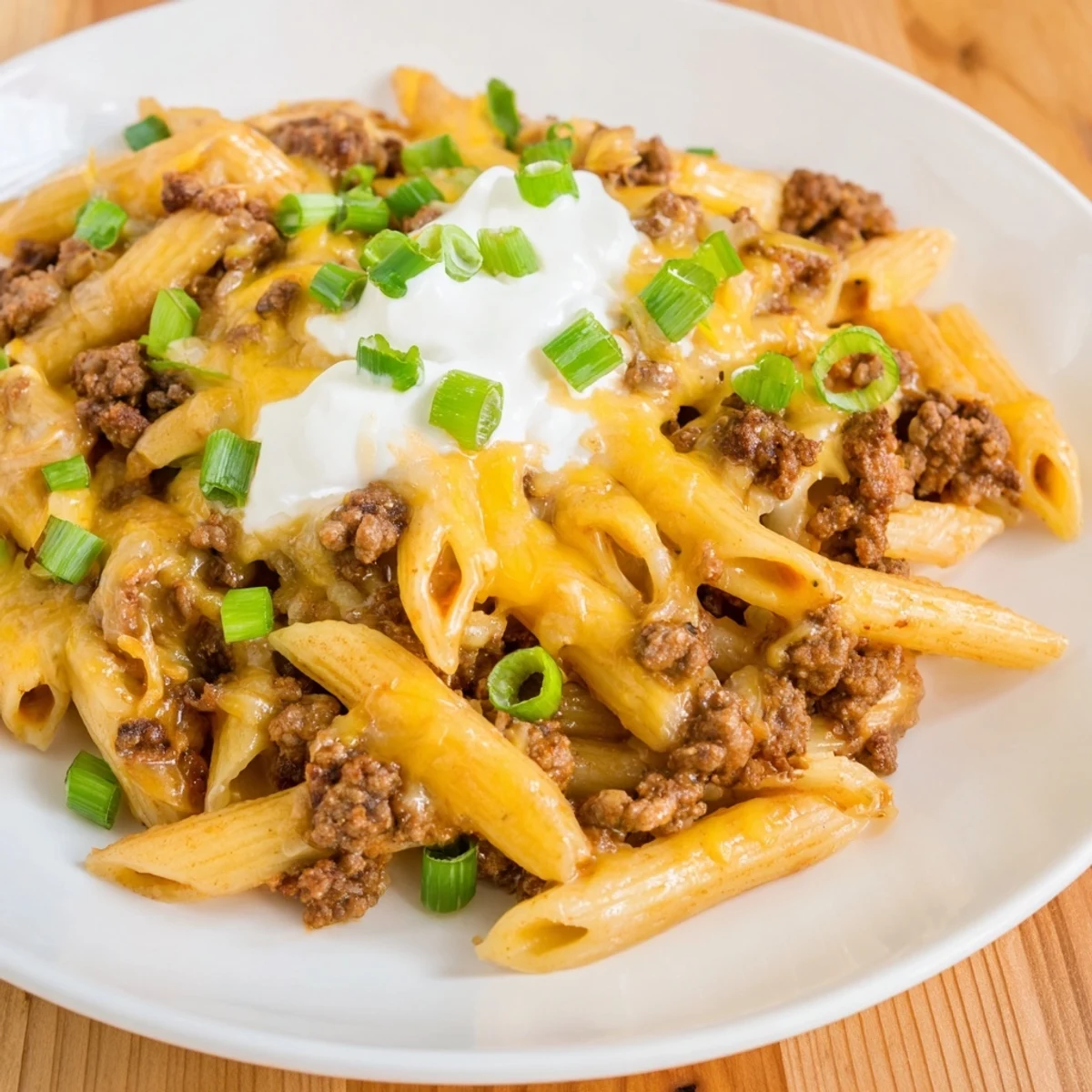 The vibrant colors and savory aroma of ready-to-eat one-pot taco pasta in a single skillet.