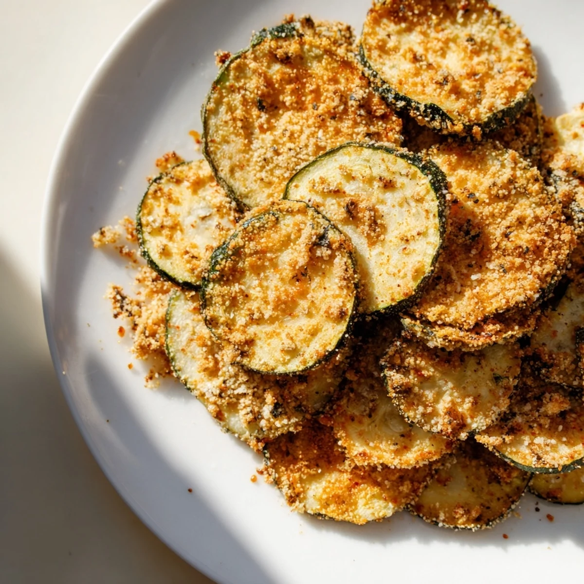 Homemade zucchini chips, lightly seasoned, offer a satisfying crunch and irresistible flavor.