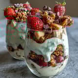 Soccer Team Snack Cups with Fruit and Granola - colorful cups filled with creamy vanilla yogurt, fresh berries, and crunchy granola, topped with playful soccer ball decorations for a fun, healthy team treat.