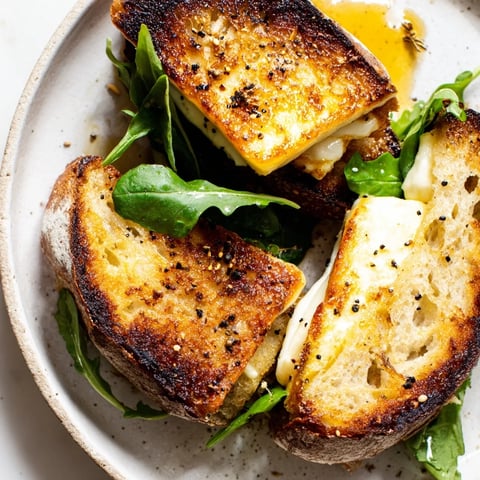Golden crispy halloumi grilled cheese: a warm, savory sandwich with melted cheese and toasted bread.