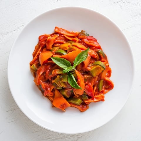 Veggie-Loaded Tomato Pasta Sauce, a glistening, smooth sauce perfect for coating your favorite pasta.