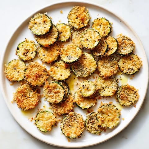 Golden brown and crunchy Crispy Parmesan Zucchini Chips, a delightful healthy appetizer.  
