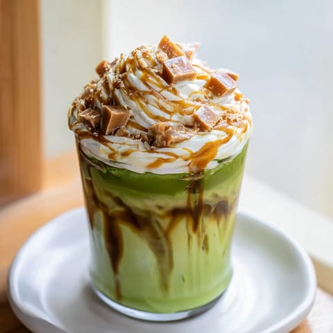Caramel Brulée Iced Matcha Coffee