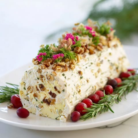 Yuletide Log Cheese Centerpiece