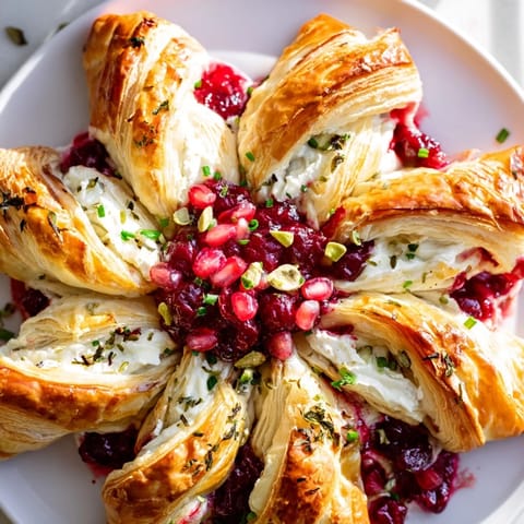 A close-up of a warm, festive Cranberry Christmas Star, perfect for holiday parties and easy entertaining.