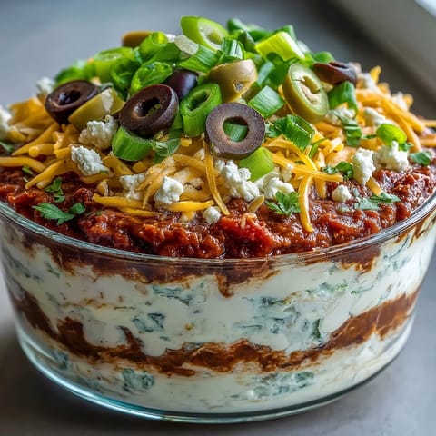 A chilled 4-Way Layered Dip served with crunchy tortilla chips and lime wedges at a vibrant party gathering.