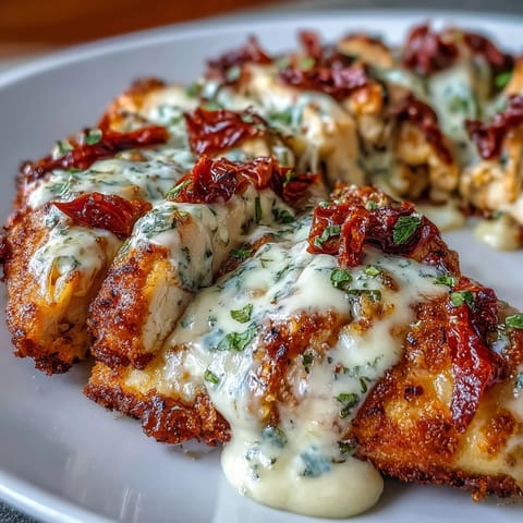 Golden, crispy Marry Me Chicken Pizza topped with creamy chicken, sun-dried tomatoes, and fresh basil.