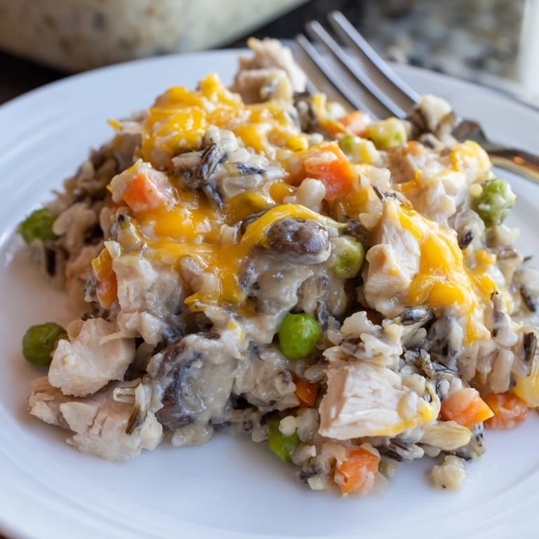 Deliciously rich Creamy Chicken and Wild Rice Casserole, ideal for cozy weeknight dinners.