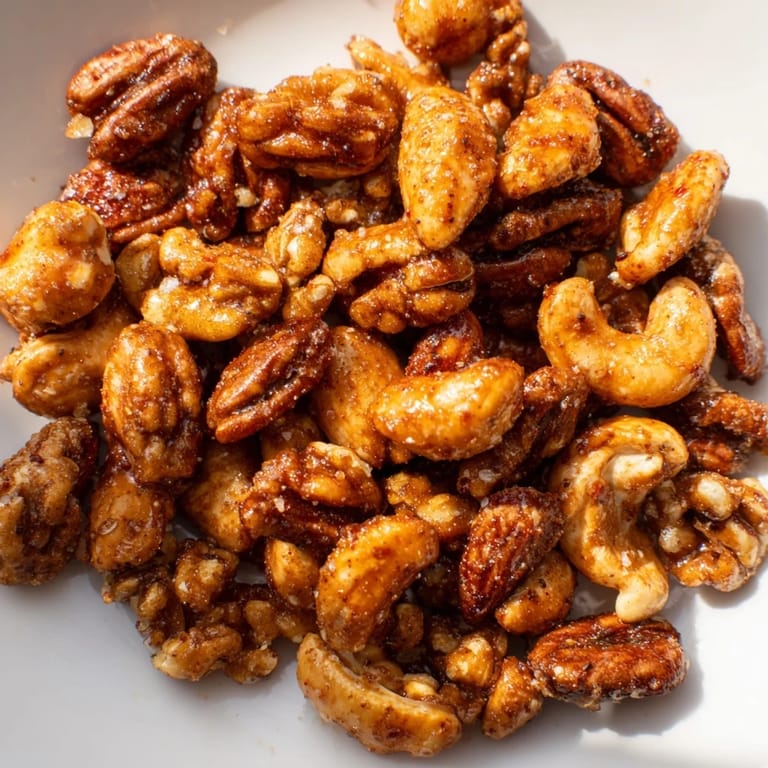 Golden, crunchy sweet and spicy roasted nuts make a delightful homemade gift.