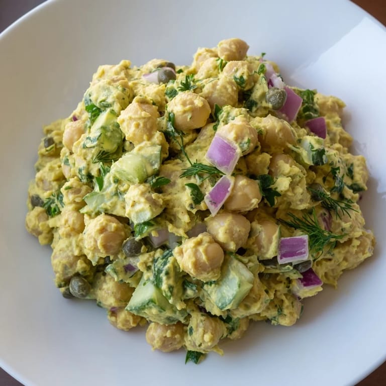 Fresh, chunky chickpea tuna salad perfect for a quick, healthy lunch or light dinner.