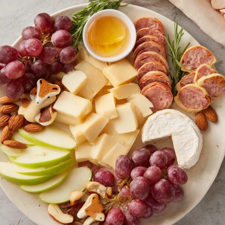 A delightful view of the Cozy Forest Animal Board, featuring animal cookies nestled among tasty treats.