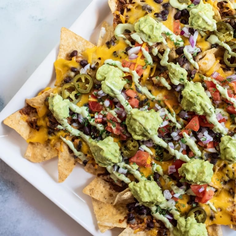 This Football Field Nacho Platter features a creamy guacamole endzone and sour cream yard lines, perfect for game day.