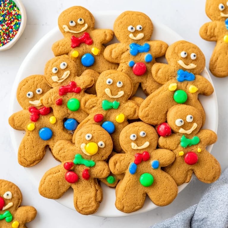 Freshly baked gingerbread people await decoration, next to bowls filled with vibrant royal icing and sprinkles for the fun!