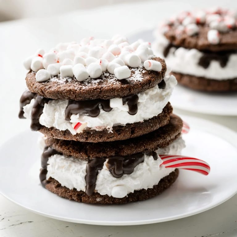Imagine a cozy mug: delicious Hot Cocoa Mug Cookies boast chocolate chips and a snowy marshmallow topping.