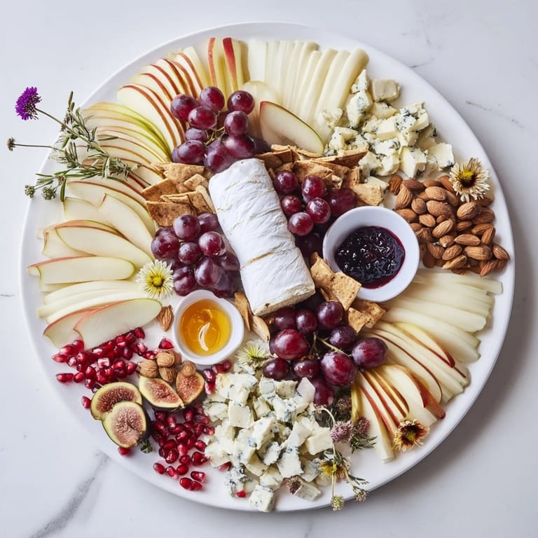 This gorgeous Star of Bethlehem Cheese Platter offers an array of artisanal cheeses perfectly arranged on a platter.