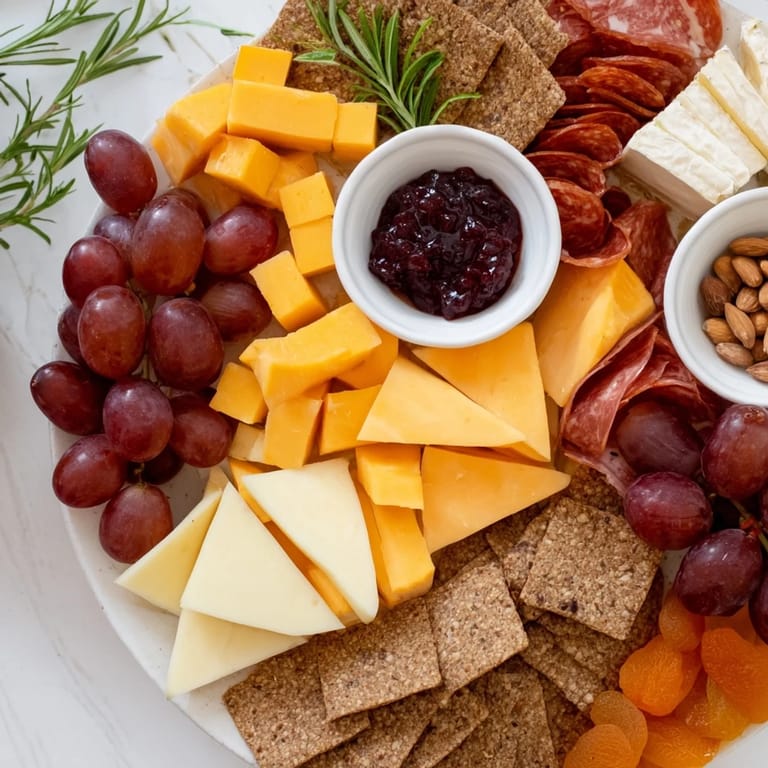Appetizing Geometric Gala: Enjoy a modern charcuterie platter with geometric cheese, cured meats, plus grapes and almonds.