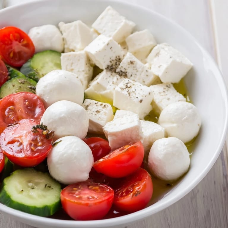 This bright Sun-Drenched Patio appetizer displays feta, olives, and crispbreads for a delightful gathering.