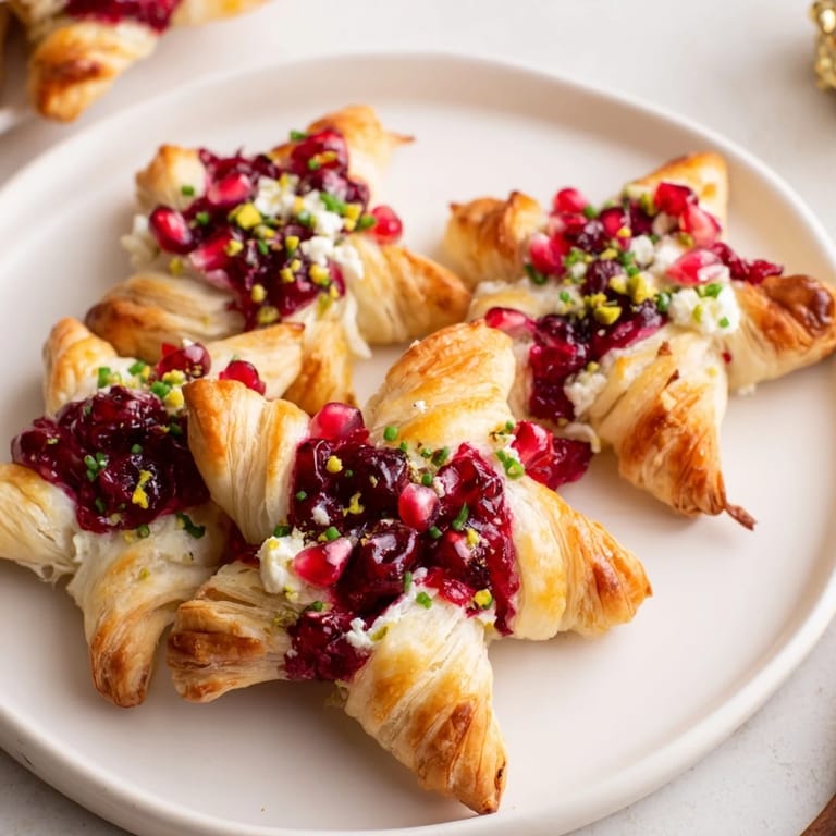 This stunning Cranberry Christmas Star appetizer sparkles with sweet cranberries and fresh, fragrant herbs.