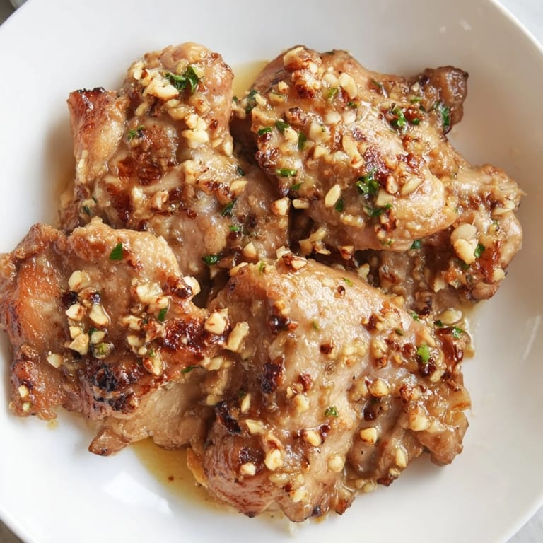 Hot and delicious Garlic Butter Chicken Bites, perfect for dinner, served on a plate with fresh parsley.