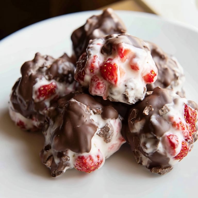 Indulge in these homemade Strawberry Yogurt Clusters – a healthy and delightful freezer dessert option.