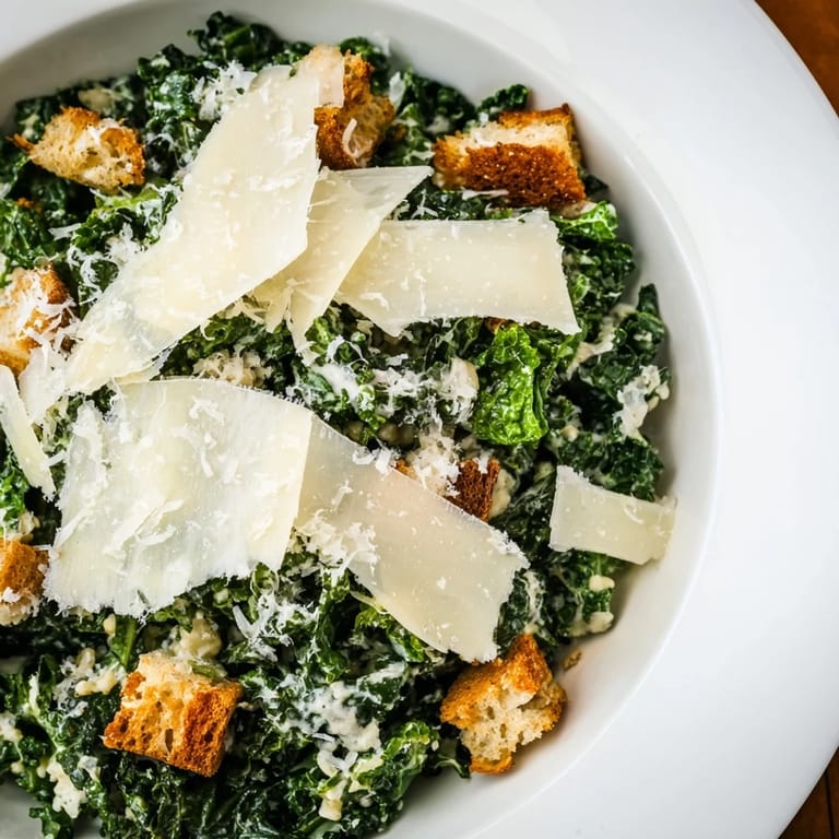 Tender kale leaves in a creamy dressing, topped with croutons; this Kale Caesar Salad looks amazing.