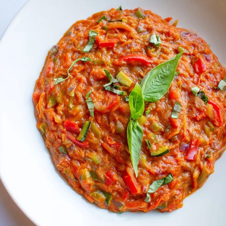 This rich, homemade Veggie-Loaded Tomato Pasta Sauce bursts with savory flavors and blended vegetables.