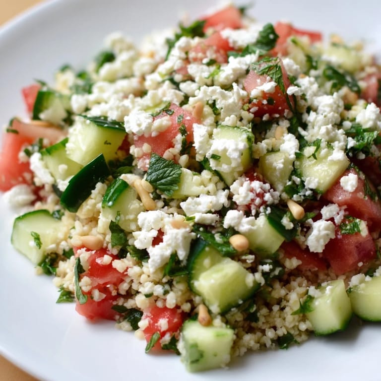 A close-up of a refreshing Tabbouleh Grain Bowl, showcasing diced tomatoes and fluffy bulgur.