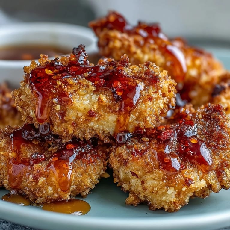 Spicy, glossy hot honey coats each piece of Crunchy Baked Hot Honey Cauliflower for a perfect party appetizer platter.
