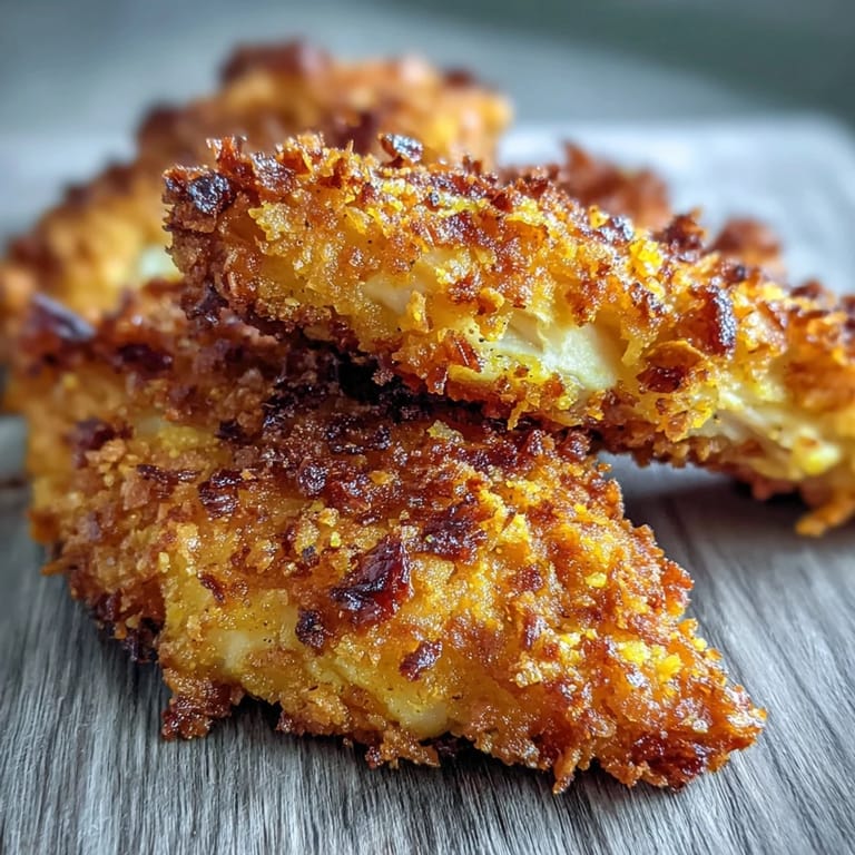 Freshly baked Crispy Turmeric Chicken Tenders served alongside lemon wedges and a colorful side salad for a complete meal.