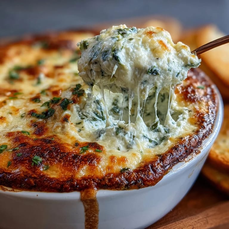 Fresh spinach and chopped artichoke hearts meld with melted mozzarella and Parmesan in this creamy baked dip recipe.