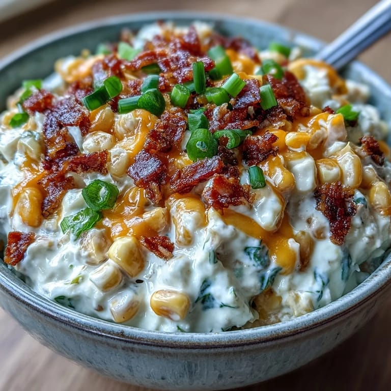 Chilled Crack Corn Dip topped with jalapeños and green onions, ready for tortilla chip dipping.