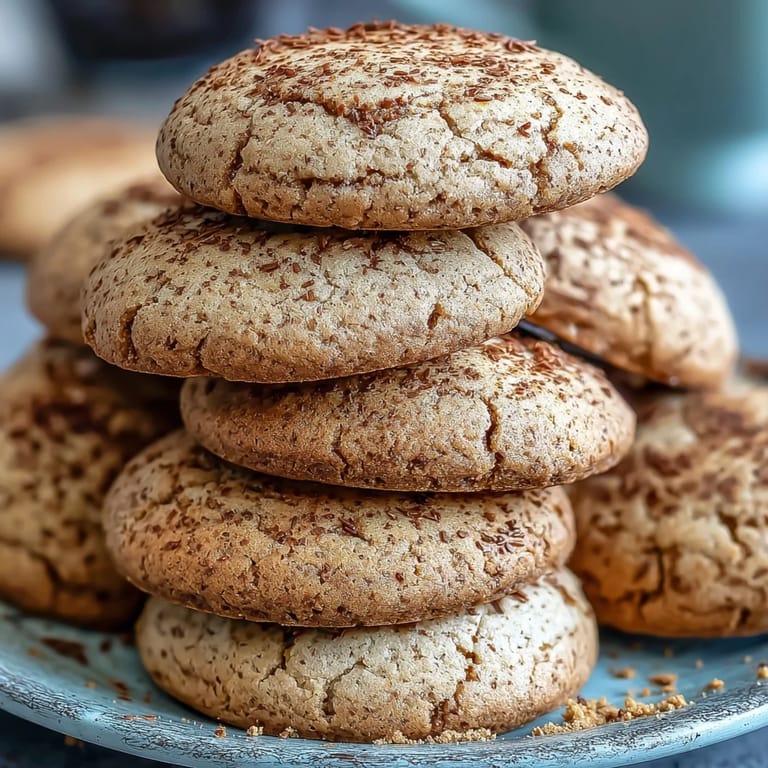 A batch of baked Hojicha Cookies next to a cup of matcha latte, perfect for an afternoon treat.